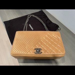 CHANEL GLAZED CALFSKIN QUILTED  “COCO BOY FLAP” MEDIUM TAN 100% AUTHENTIC!!!